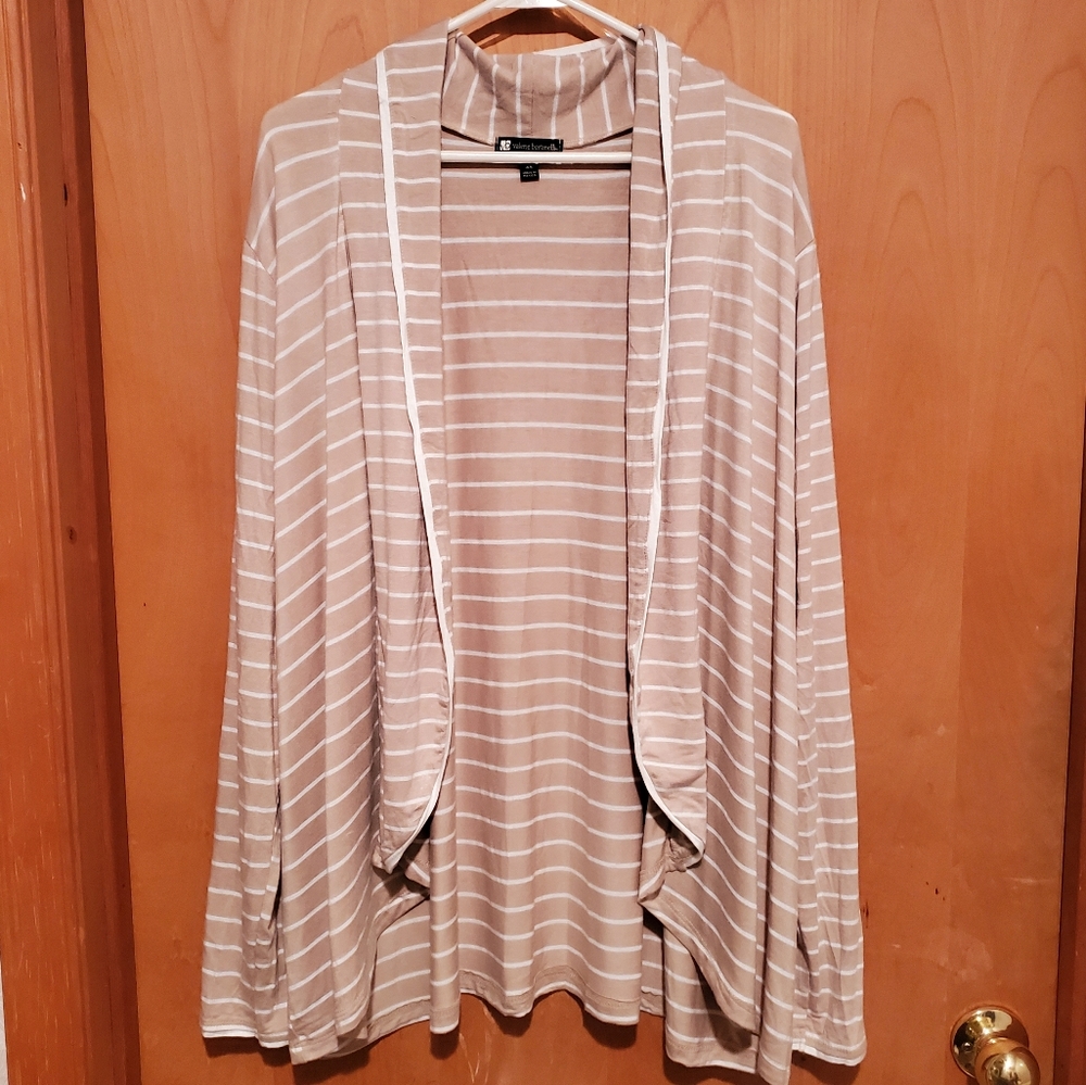 🟦 Valerie Bertinelli Striped Open Front Sweater - 3x